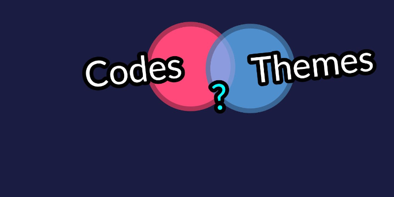 A Venn diagram with 'Codes' and 'Themes' as circles intersecting. The intersection is labelled by a question mark.