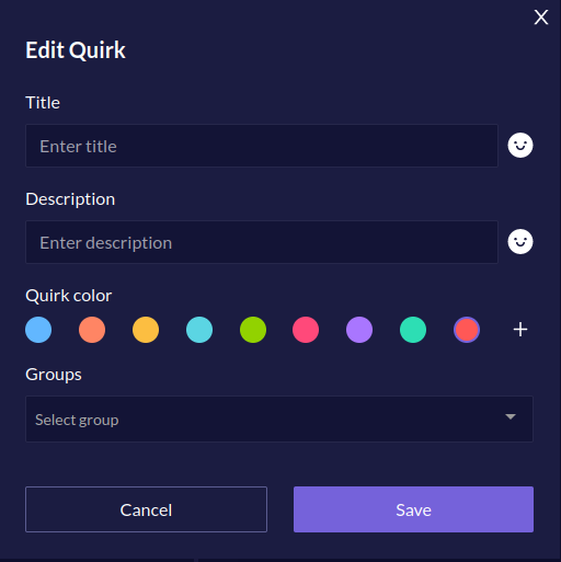 Quirkos Web - edit quirk menu