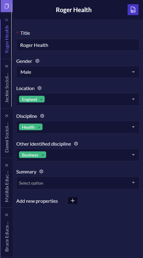 Quirkos Web - source properties menu